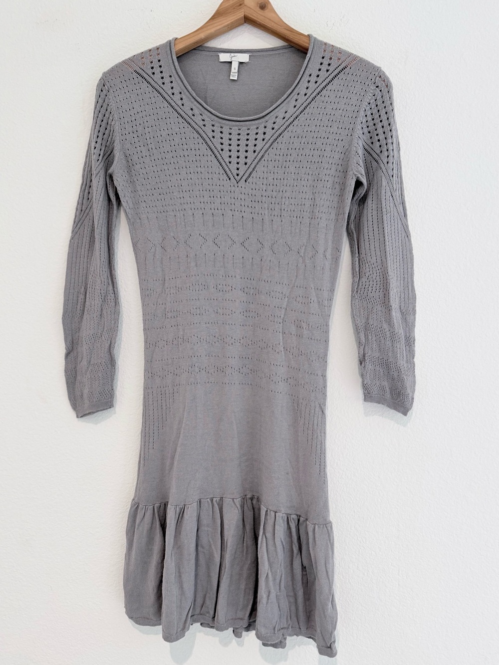 Joie Knit Dress Soft Gray Pointelle Sweater Dress